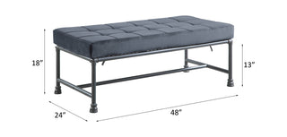 Sunvega Brantley Gray Velvet Upholstered Bench with Memory Foam Cushion