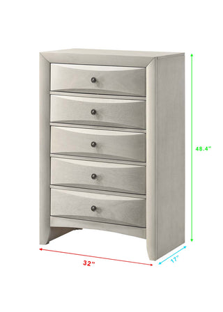 Sunvega Contemporary Neutral White Finish Curved Drawer Fronts Nightstand