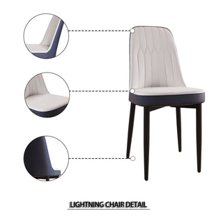 Sunvega Modern PU Leather Dining Chairs with Thick Soft Cushions and Black Metal Legs