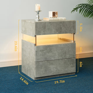 Sunvega LED Nightstand with Acrylic Board and RGB Lights 3 Drawer Bedside Table