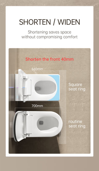 Sunvega Black Square Smart Toilet with Built-in Tank, Remote Control and Heated Bidet Seat
