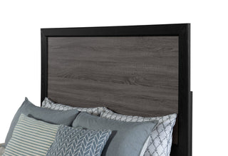 Sunvega Two-Tone Dark Gray and Black Queen Size Bed with Wood Inlay