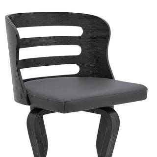 Sunvega 26 Inch Swivel Gray Faux Leather and Black Wood Bar Stool