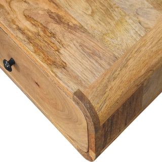 Sunvega Wall-Mounted Oak-ish Mango Wood Nightstand with Single Drawer