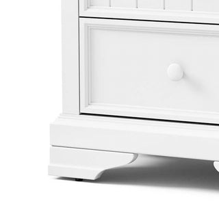 Sunvega White Solid Hardwood Nightstand with Two Spacious Drawers and Round Knobs