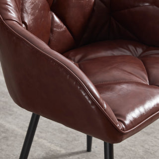 Sunvega Faux Leather Upholstered Dining Chairs Set of 2 with Armrests and Comfortable Cushion