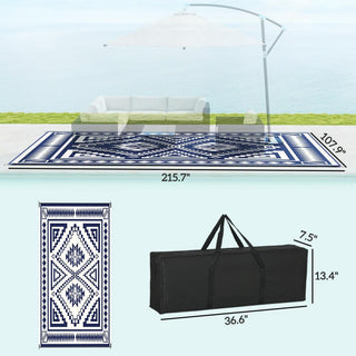 Sunvega Reversible Outdoor Rug with Protective Coating and Strap Stakes for Patio
