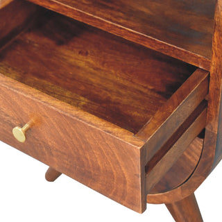 Sunvega Solid Mango Wood Split Bedside with 2 Drawers and Open Slot