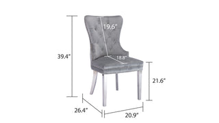 Sunvega Traditional Style Stainless Steel Chair with Plush Velvet Upholstery