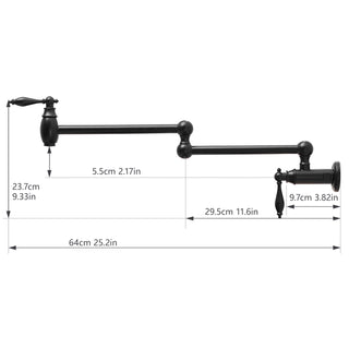 Sunvega Brass Wall Mounted Pot Filler Faucet with Stretchable Double Joint Swing Arms