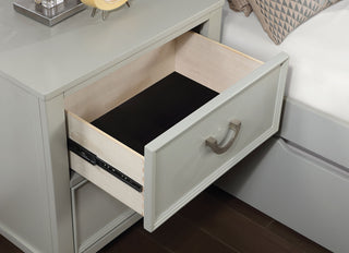 Sunvega White Transitional 2-Drawer Nightstand with Chrome Hanging Pulls