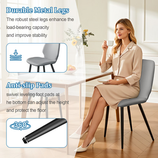 Sunvega Upholstered Dining Chairs with Soft Suede-Style Fabric and Metal Legs Set of 4