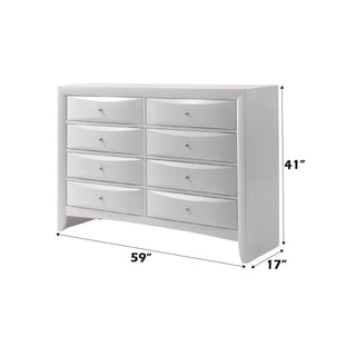 Sunvega White Finish Dresser with Eight Spacious Drawers and Durable Dovetail Joints