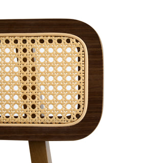 Sunvega Natural Wood Barstool Set with Rattan Backrest and Curved Seat