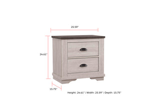 Sunvega Contemporary Gray Wooden Nightstand with Two Drawers and Metal Hardware