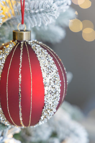 Sunvega Glass Glitter Painted Christmas Ball Ornaments Set of 12 for Holiday Decor