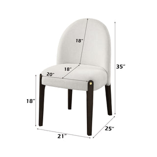 Sunvega Beige Fabric Upholstered Side Chair with Espresso Wooden Frame