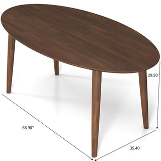 Sunvega Mid Century Modern Solid Wood Walnut Oval Dining Table for Kitchen
