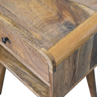 Sunvega Mid-Century Modern Oak-ish Nightstand with Drawer and Open Shelf