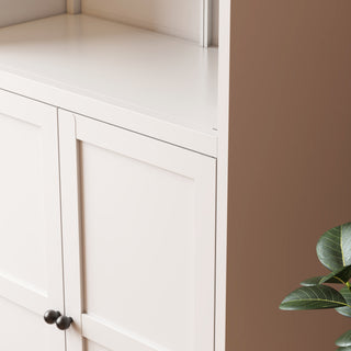 Sunvega Modern Kitchen Pantry Cabinet with Glass Doors and Adjustable Shelves for Living Room
