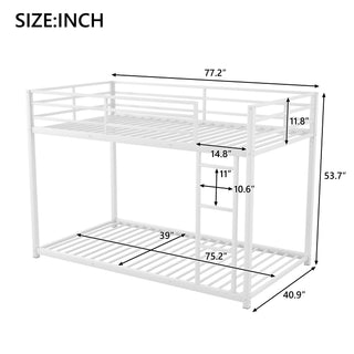 Sunvega Full over Full Metal Bunk Bed with Ladder and Guardrail for Bedroom