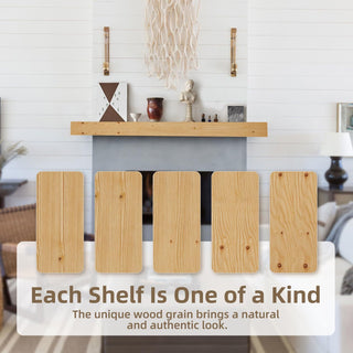 Sunvega Handcrafted Pine Wood Fireplace Mantel Shelf with Distinctive Wood Grain