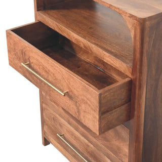 Sunvega Solid Mango Wood 3 Drawer Chest with Roasted Almond Finish