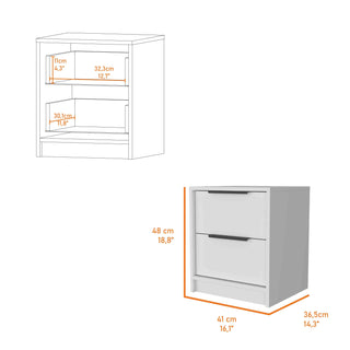 Sunvega Modern 18 Inch High Nightstand with Two Large Storage Drawers