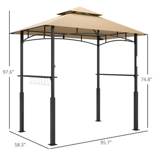 Sunvega Double Roof Grill Gazebo with Weather Resistant Canopy and Storage Shelves
