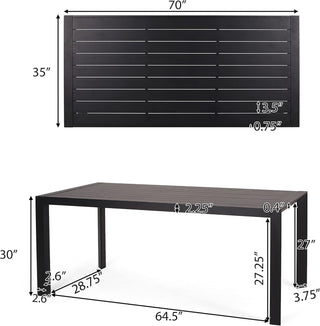 Sunvega Modern Aluminum Frame Slat Panel Design Outdoor Dining Table