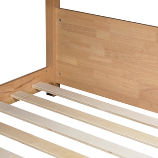 Sunvega Twin Over Twin Wooden House Bunk Bed with Headboards Footboards Guardrails Ladder