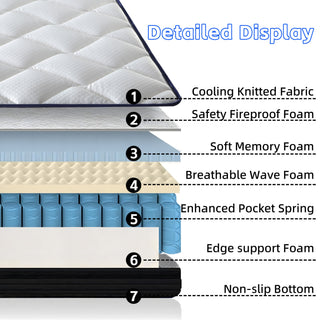 Sunvega 10 Inch Medium Firm Hybrid Mattress in a Box with CertiPUR-US Certified Memory Foam
