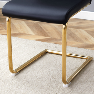 Sunvega White PU Dining Chair Set with Silver Metal Legs and High Resilience Sponge Filling