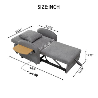 Sunvega 3-in-1 Convertible Sofa Bed with Computer Board USB Ports for Work and Relaxation