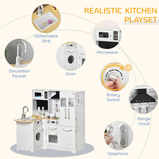 Sunvega Large Pretend Kitchen Playset with Appliances and Realistic Design for Kids
