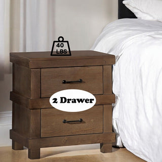 Sunvega Traditional Antique Oak Finish Nightstand with 2 Storage Drawers