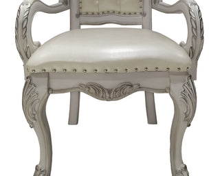 Sunvega Bone White Tufted Arm Chair Set with Carved Claw Legs and Button-Tufted Backrest