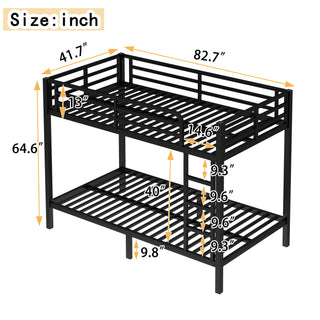 Sunvega Metal Full over Full Bunk Bed for Teens and Adults with Noise Reduction and Storage