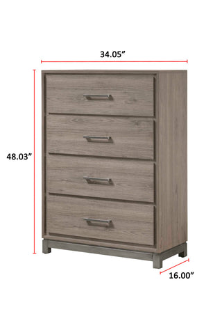 Sunvega Contemporary Gray Oak Finish 4-Drawer Storage Chest with Metal Hand Pull