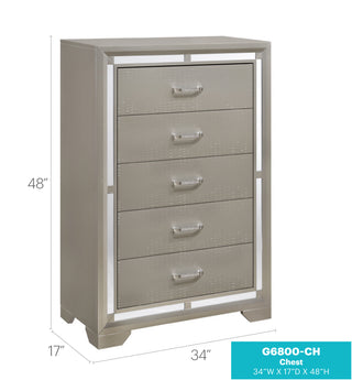 Sunvega Elegant Silver Champagne Nightstand with Two Ample Drawers for Snug Areas