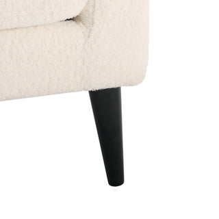 Sunvega Modern 51 Inch Textured White Polyester Loveseat with Black Rubberwood Legs