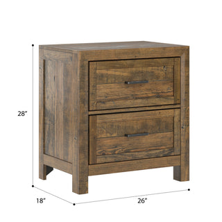 Sunvega Caramel Brown Rustic Style Nightstand with Two Drawers for Bedroom