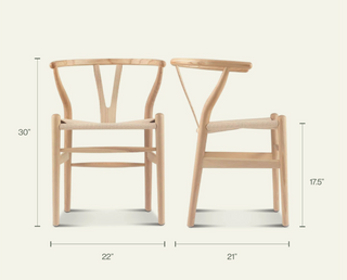 Sunvega White Stained Ash Wood Wishbone Chair with Hand Woven Paper Cord Seat