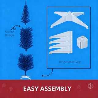 Sunvega Pencil Artificial Xmas Tree with Faux Snow Flocked Full Branch Tips Flame-retardant