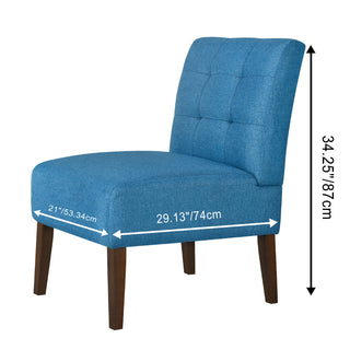 Sunvega Blue Modern Accent Armless Lounge Chair with Tufted Upholstery and Wood Legs