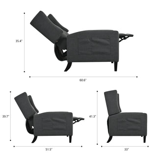 Sunvega Manual Wing Chair Recliner with High Resilience Sponge and Silver Bubble Nails