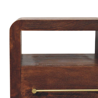 Sunvega Solid Oak Bedside Table with Brass Handle and Open Shelf