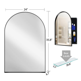 Sunvega Modern White Metal Framed Recessed Medicine Cabinet with Mirror and Storage