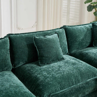 Sunvega Modern Green Chenille Fabric Cloud Sofa with Adjustable Backrest for Living Room