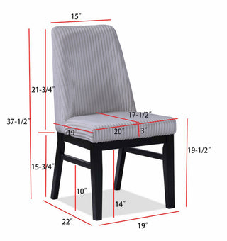 Sunvega Modern Upholstered Side Chairs with Light Gray Textured Fabric and Black Finish